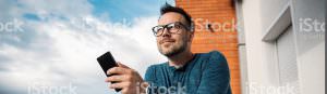 stock photo of satisfied man